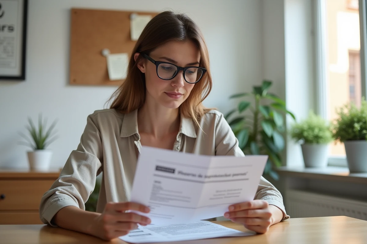 Femme étudiant les documents et réglementations du permis moto 125 en Espagne